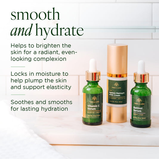 Tree of Life Retinol Serum bottle supports night-time renewal.