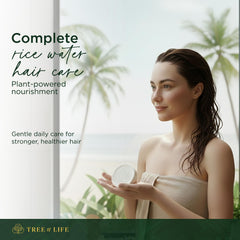 Tree of Life rice water conditioner bar application for smooth detangling.