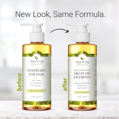 Closeup of argan oil droplets in Tree to Tub fragrance-free shampoo