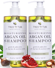 Tree to Tub fragrance-free shampoo bottle on a clean sink for sensitive scalp care