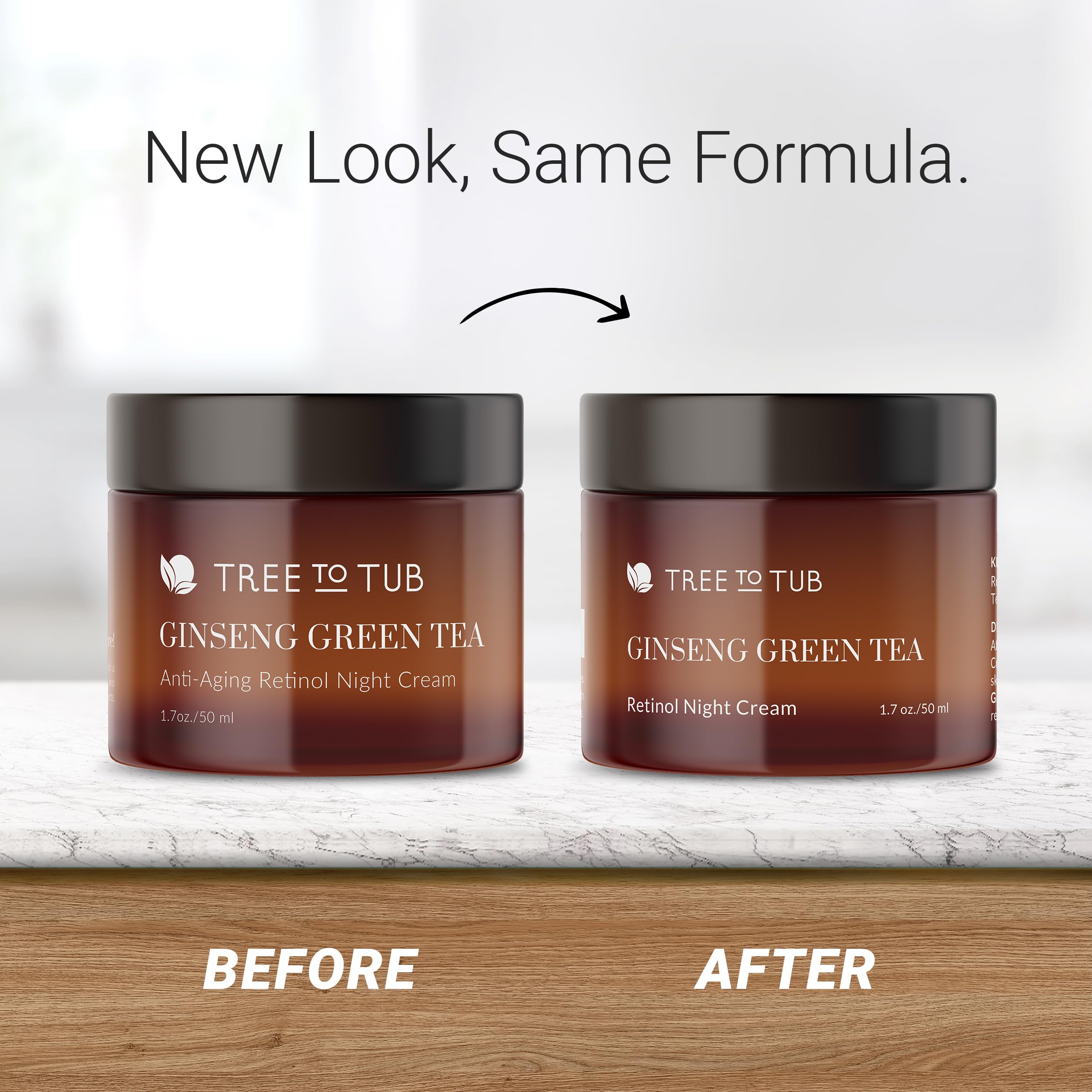 Tree to Tub retinol face moisturizer night application on vanity