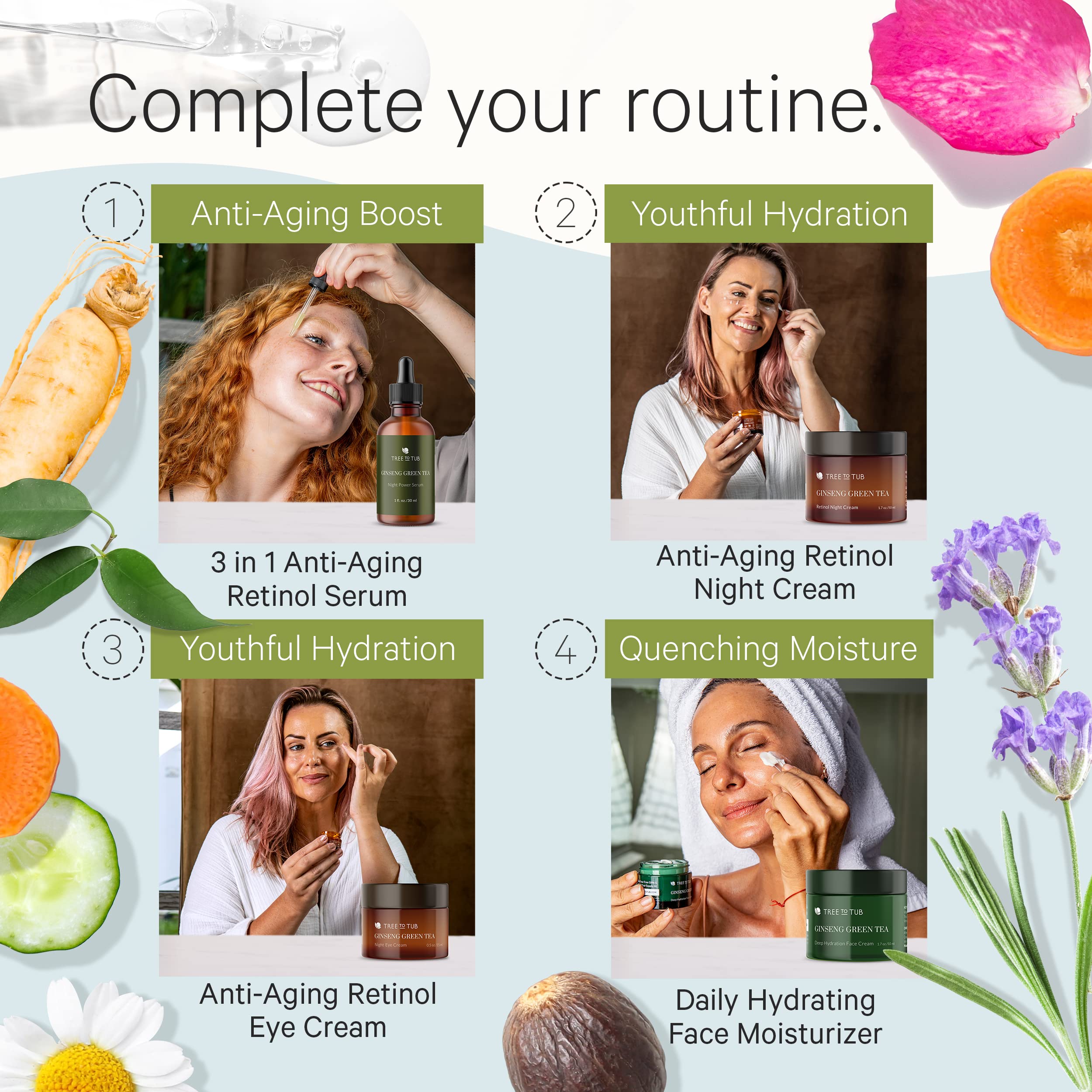 Tree to Tub retinol face moisturizer organic aloe for sensitive skin