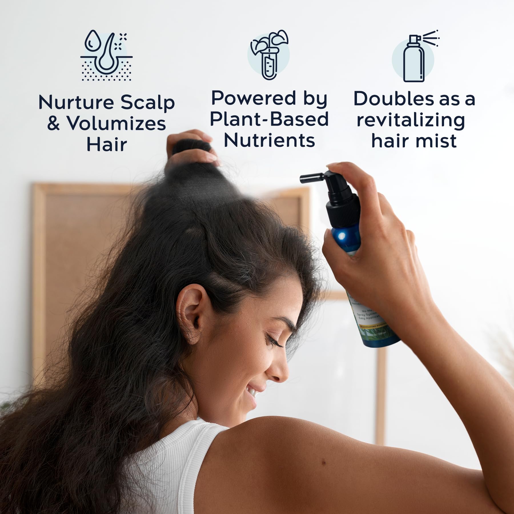 Tree To Tub Rosemary Water Spray angle view highlights easy, on-the-go styling.