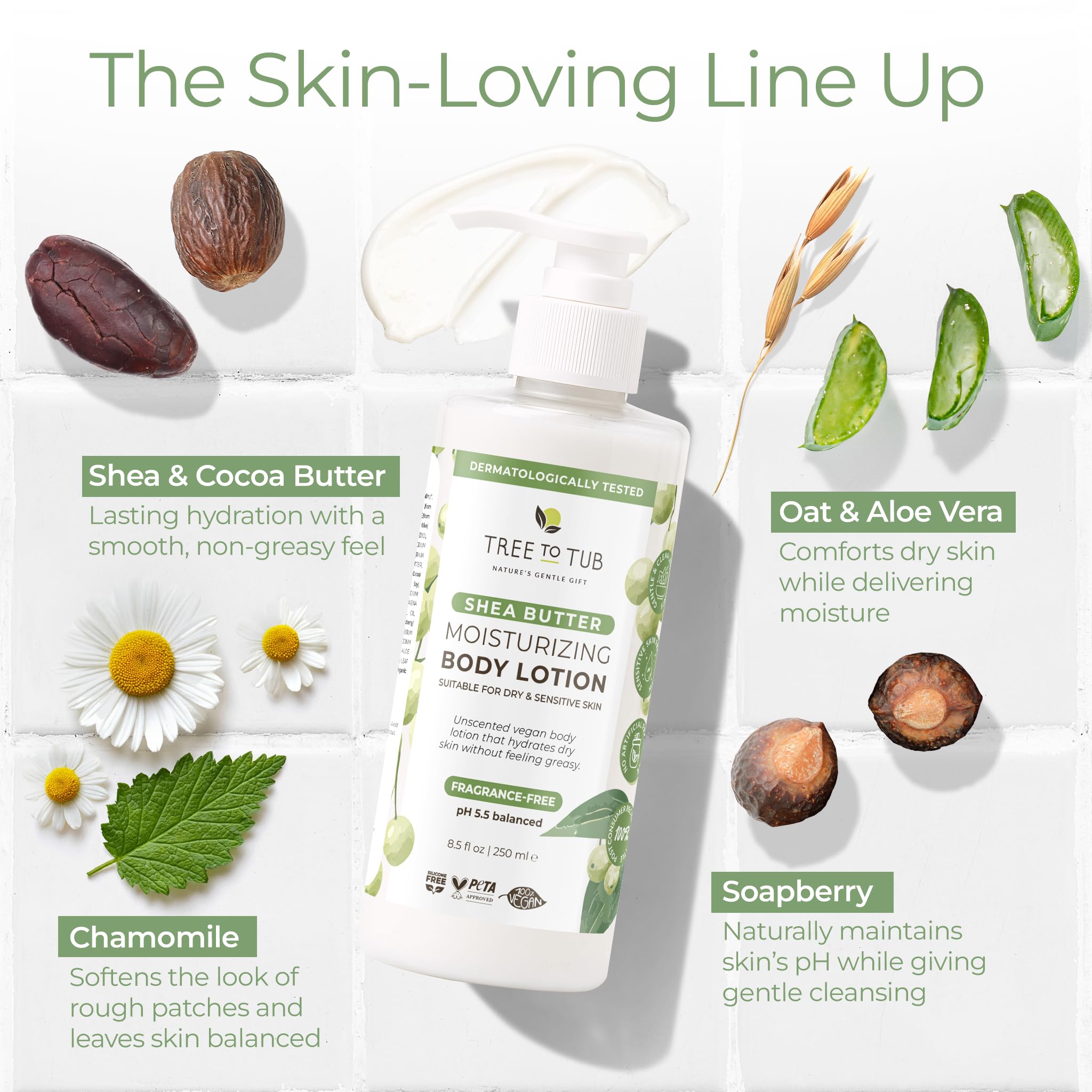 Tree to Tub unscented lotion 2-pack application close-up for everyday use