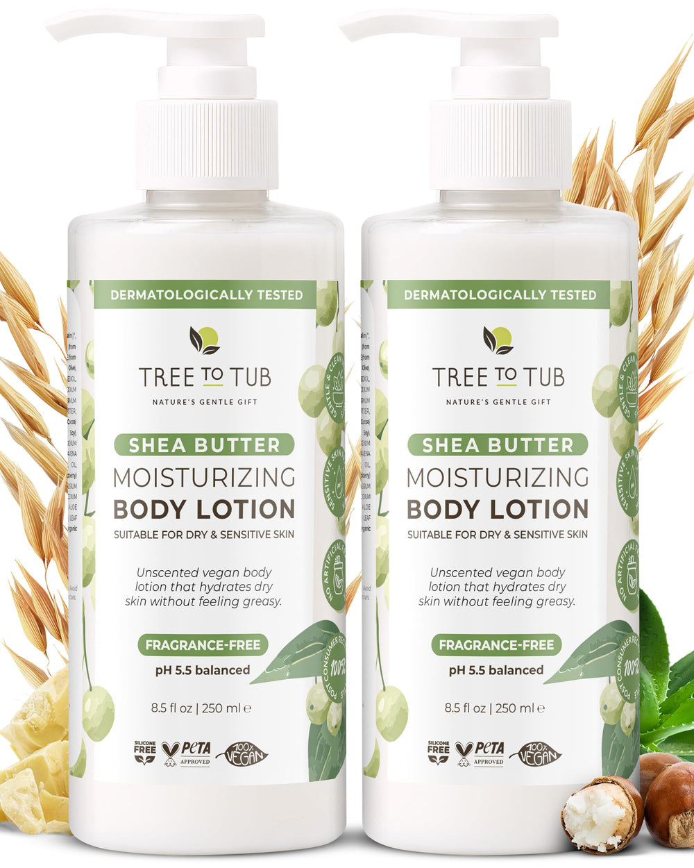 Tree to Tub unscented lotion bottle-front showing fragrance-free hydration