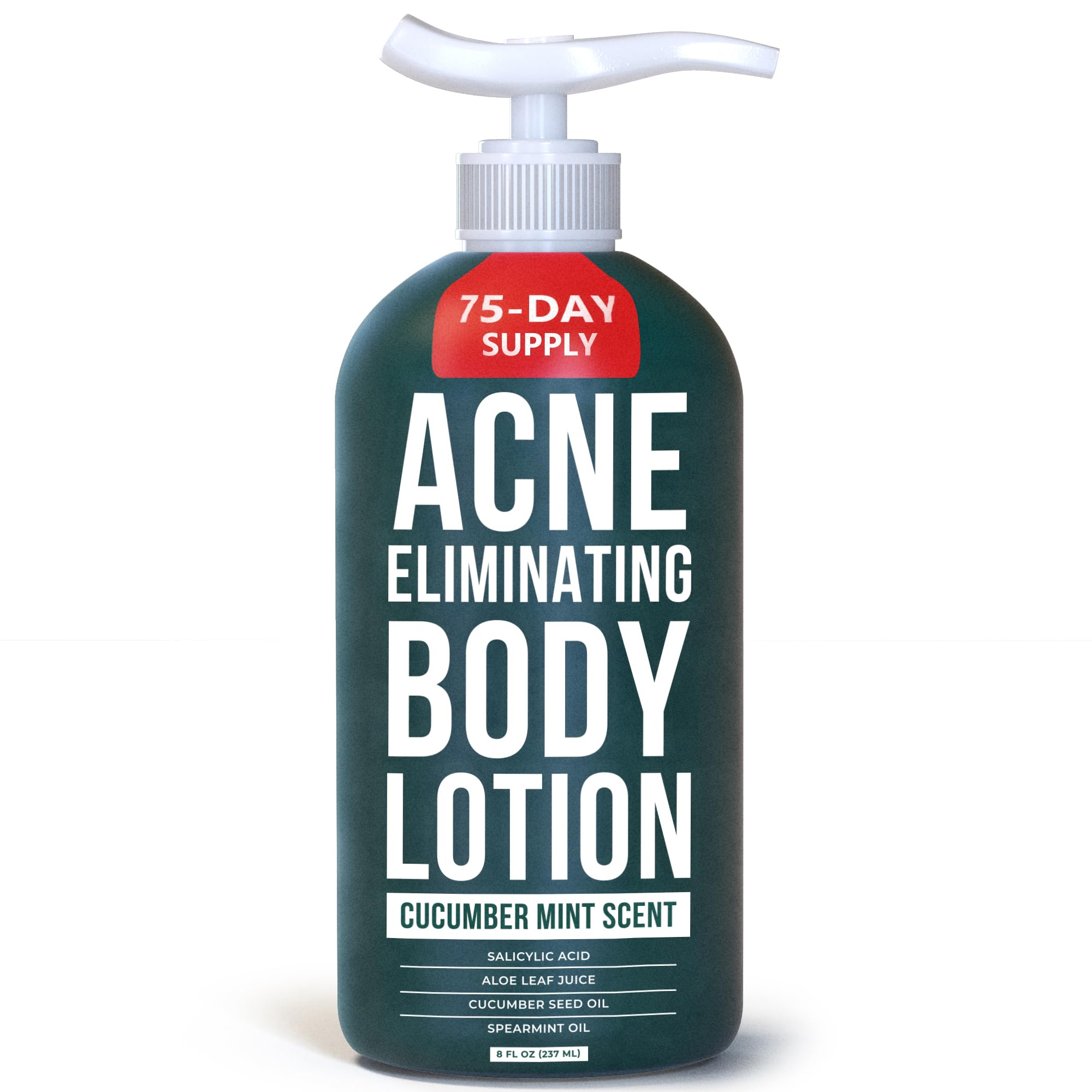 TreeActiv Acne Eliminating Body Lotion bottle with cucumber mint scent for refreshing skin.