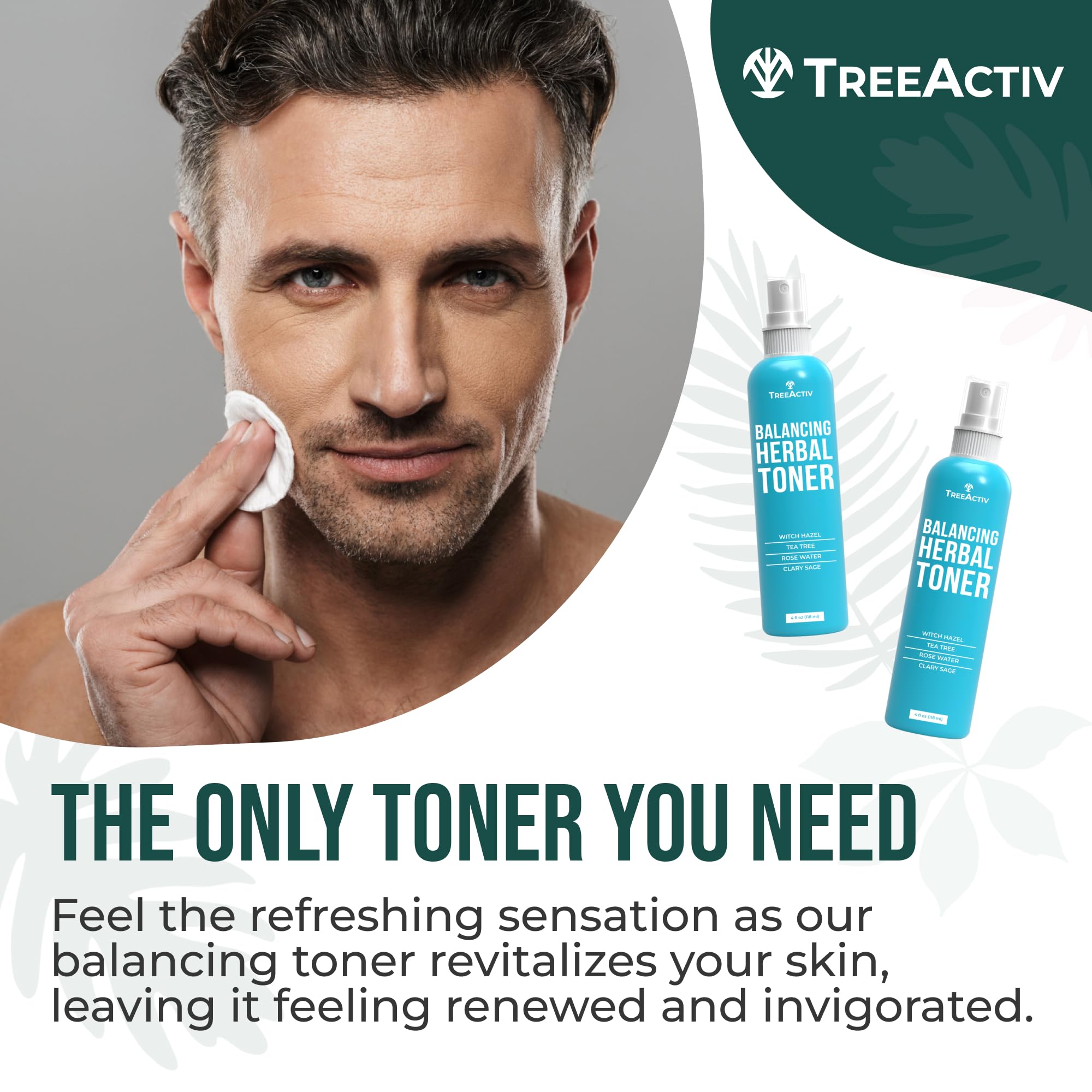 TreeActiv Balancing Herbal Toner cotton-pad-application enables easy daily use.