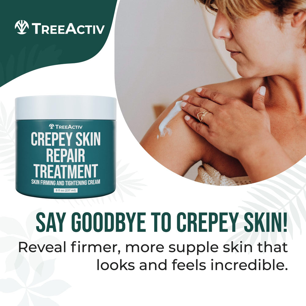 Dispensing pump on TreeActiv crepey skin repair cream for easy dosing
