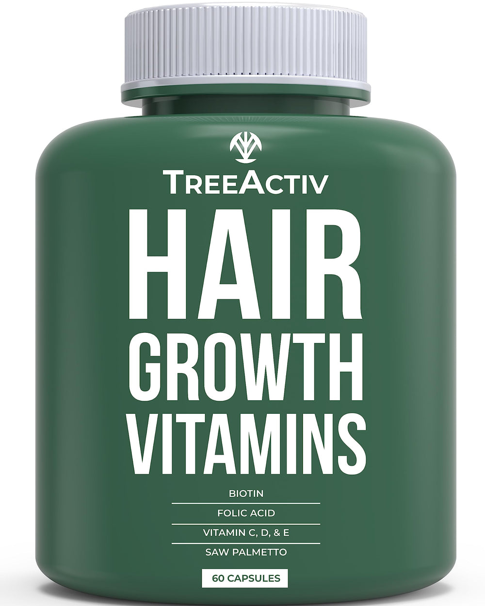 TreeActiv Hair Savior bottle front displaying vegan gluten-free hair vitamins