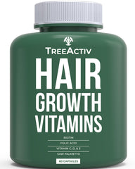 TreeActiv Hair Savior bottle front displaying vegan gluten-free hair vitamins