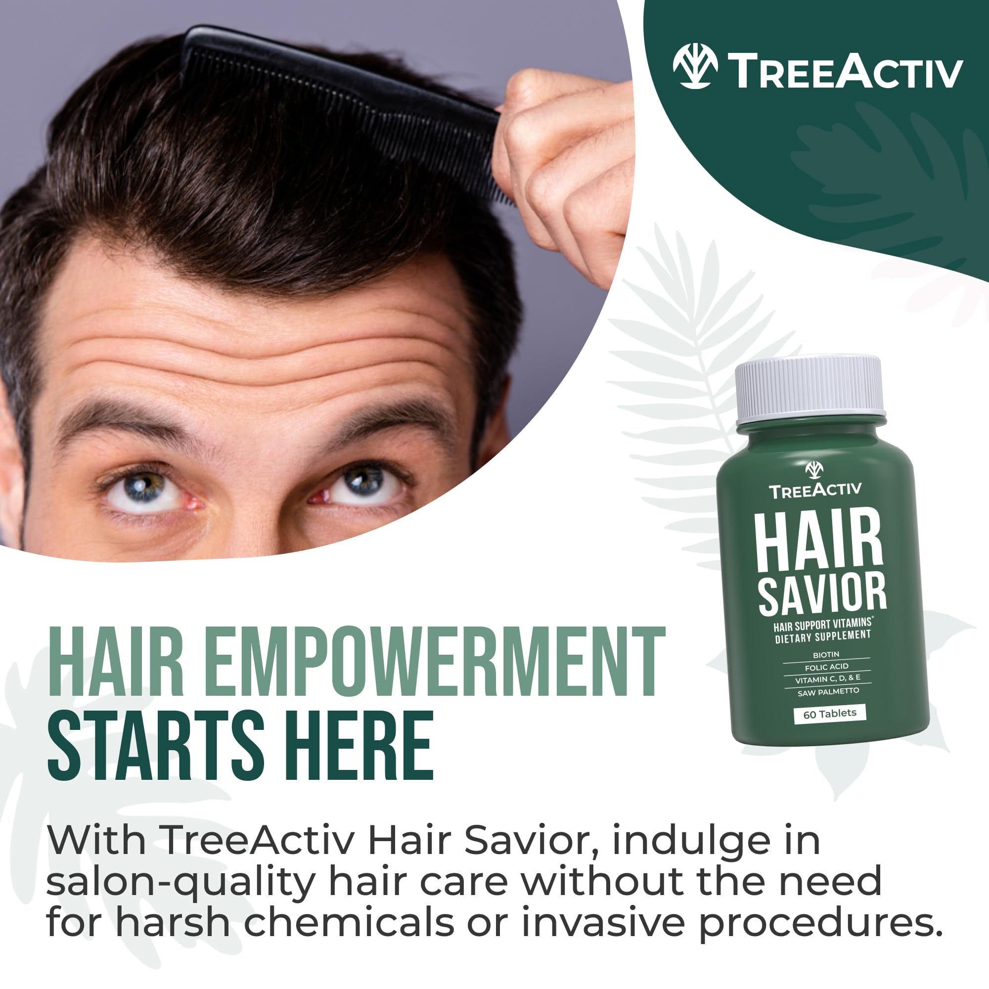 TreeActiv Hair Savior capsules close-up highlighting key ingredients