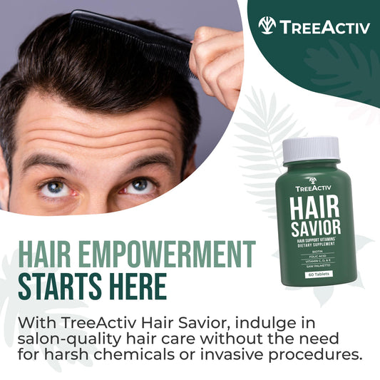 TreeActiv Hair Savior capsules close-up highlighting key ingredients