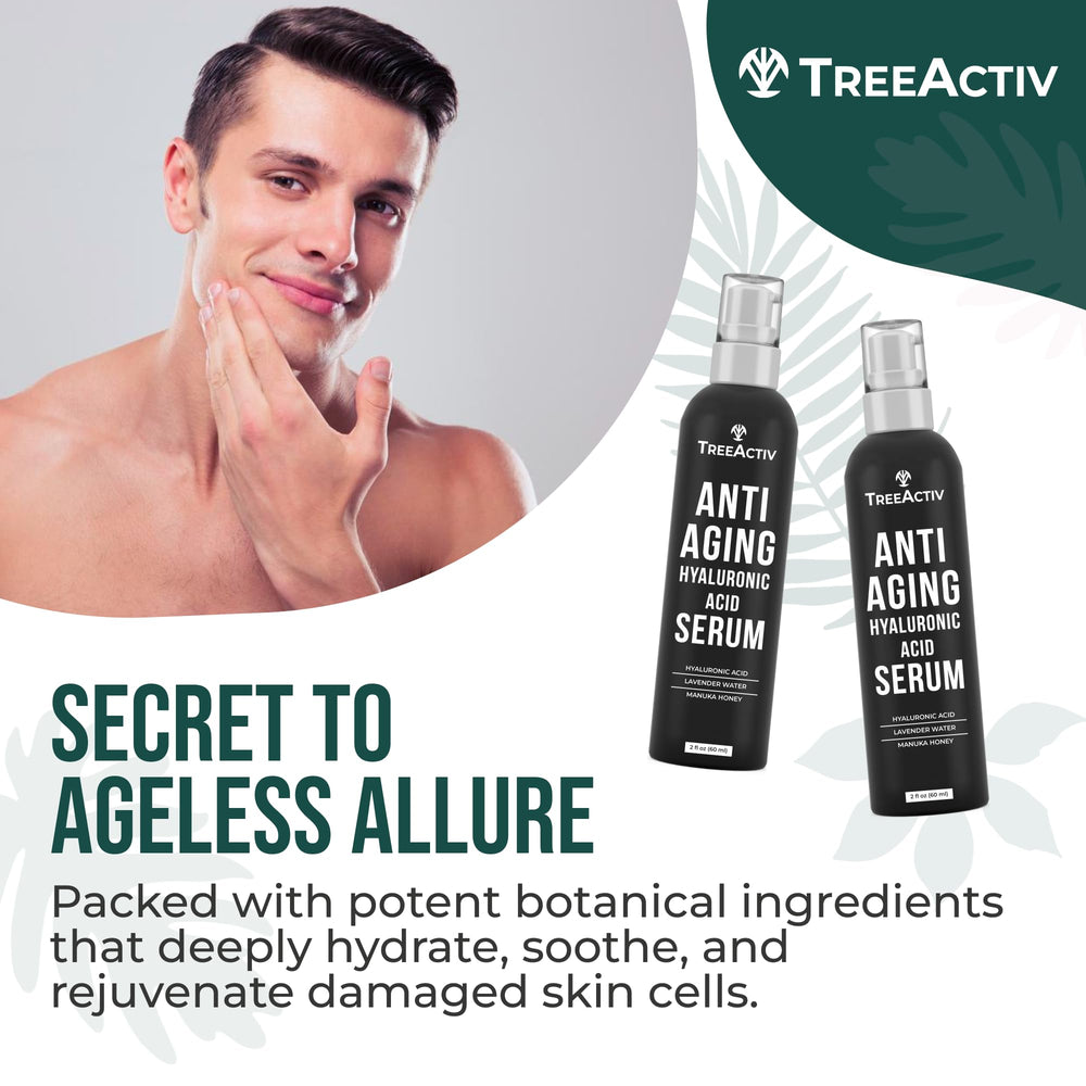 TreeActiv Hyaluronic Serum two-ounce packaging for daily use.
