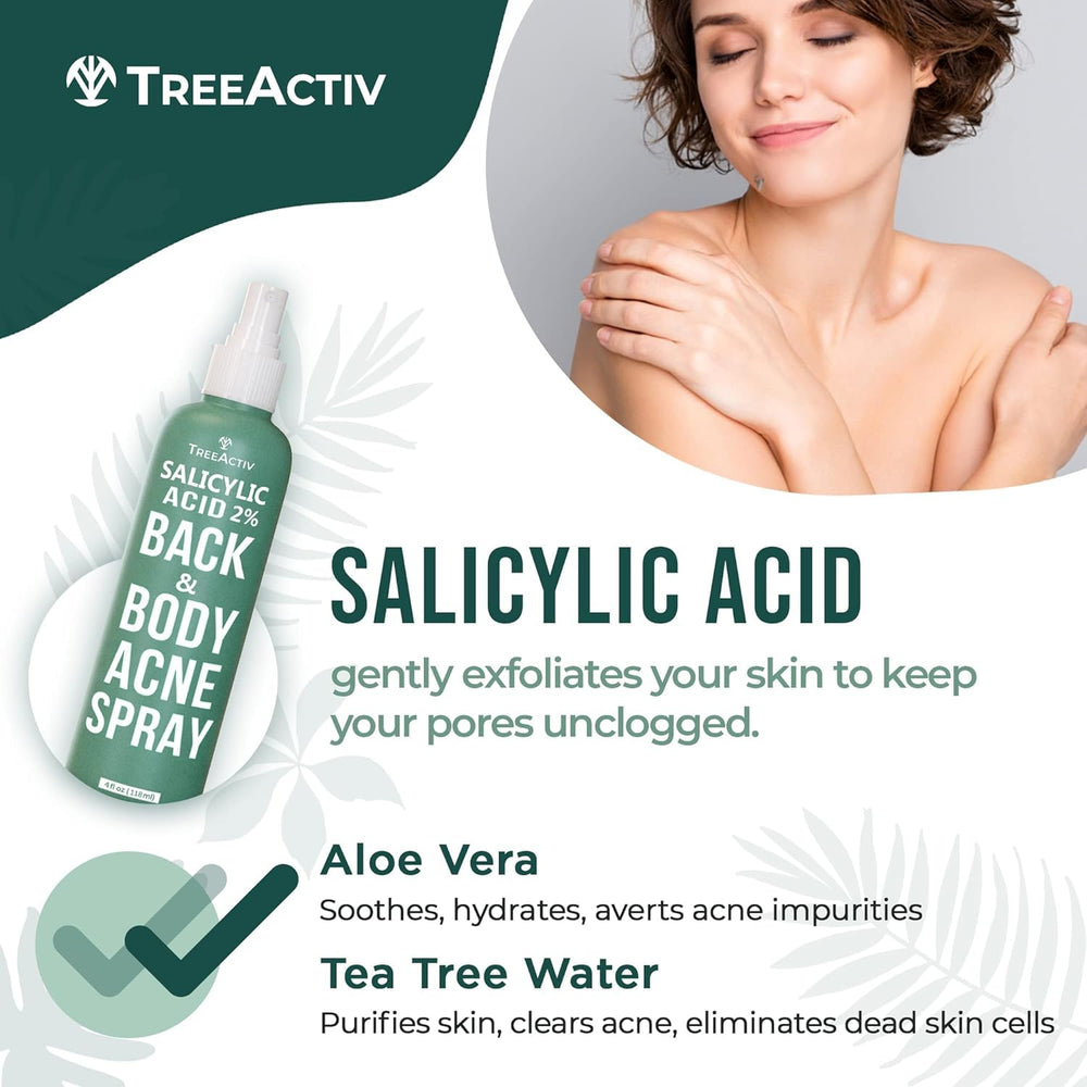 Non-staining back acne spray keeps skin hydrated between showers