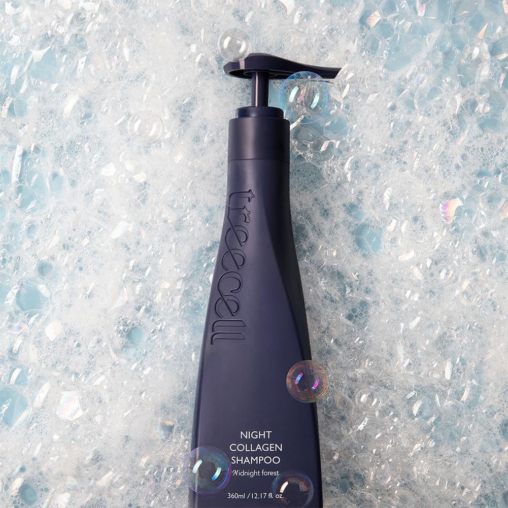 Forest aroma close-up from TREECELL Night Collagen Shampoo for calming routines.