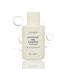 Treecell Recovery Oil Essence bottle with nourishing, protective shine after application.