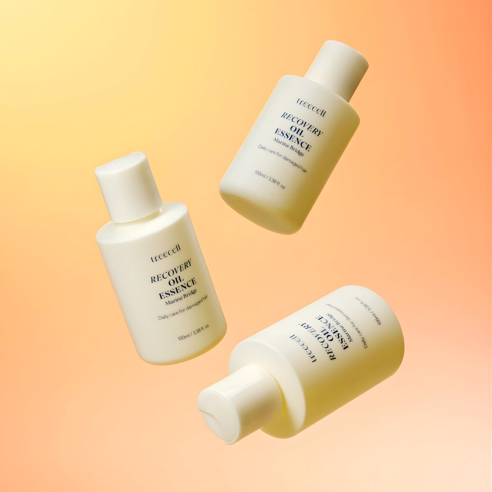 Treecell Recovery Oil Essence on dry hair delivers a non-greasy finish.