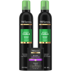 TRESemmé Bouncy Curls Mousse bottle for defined, long-lasting curls.