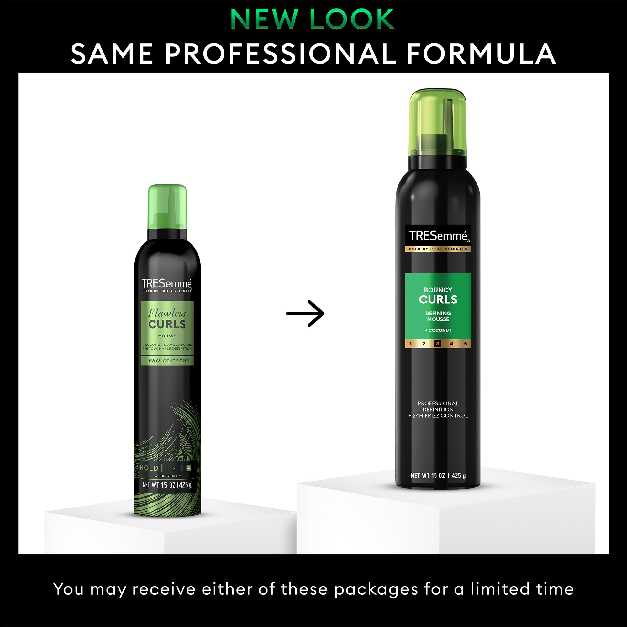 TRESemmé Defining Mousse applied on damp hair boosts bounce.