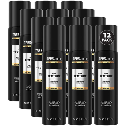 TRESemmé Dry Texture Finishing Mist bottle shows sleek packaging for instant volume.