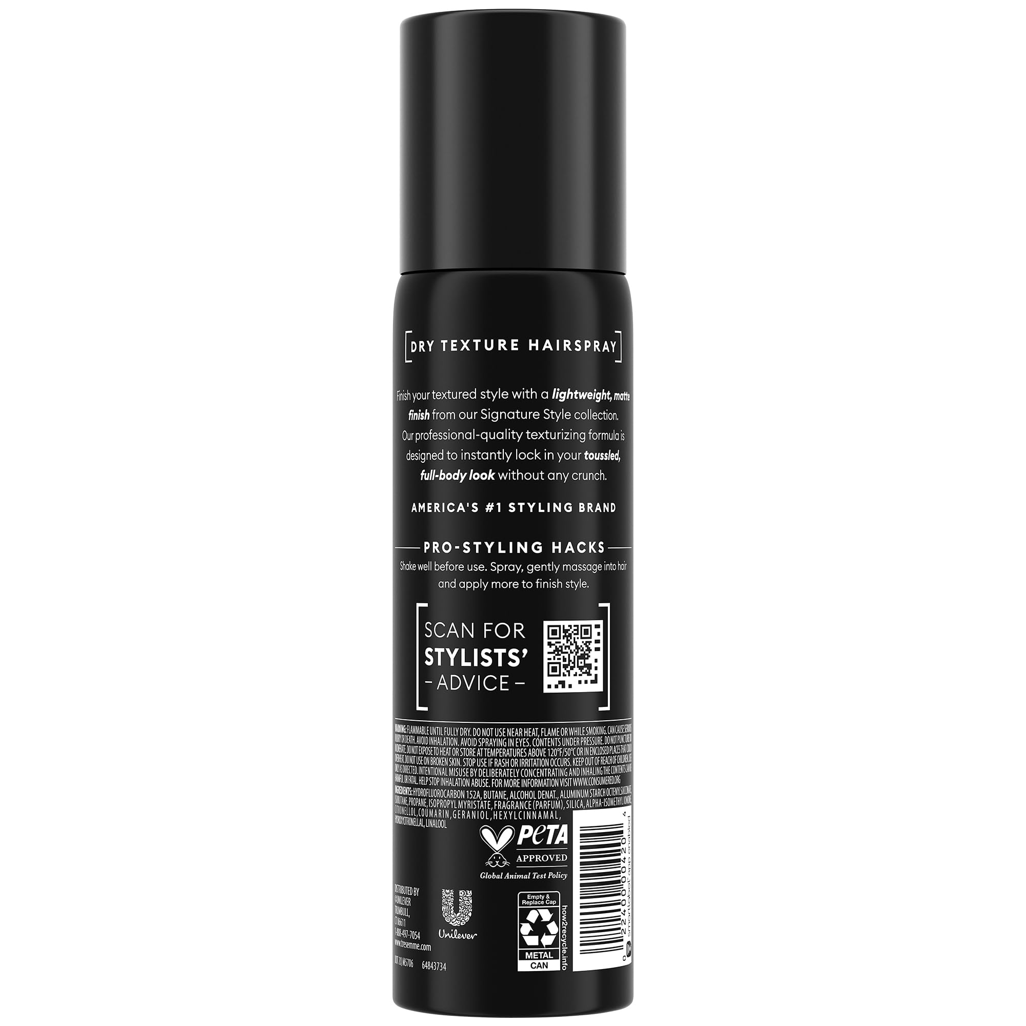TRESemmé Dry Texture Finishing Mist spray applied to hair for light texture.