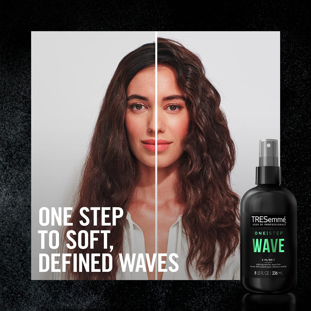 TRESemmé mist with heat protection during styling sessions