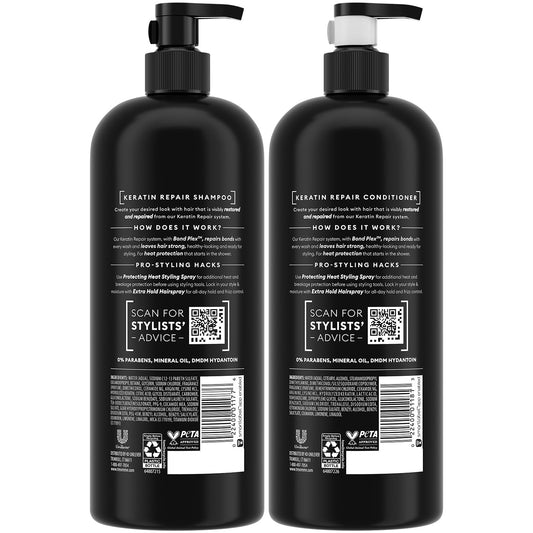 TRESemmé Keratin Repair Conditioner bottle providing nourishment and detangling support.