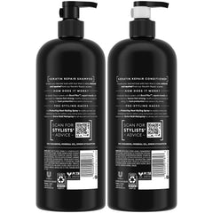TRESemmé Keratin Repair Conditioner bottle providing nourishment and detangling support.