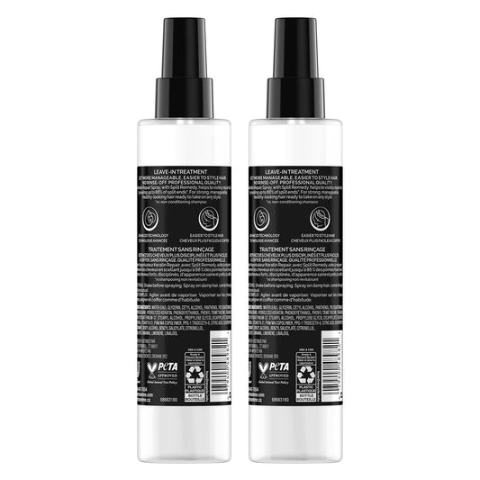 TRESemmé Keratin Repair Leave-In Spray for even distribution on damp hair.