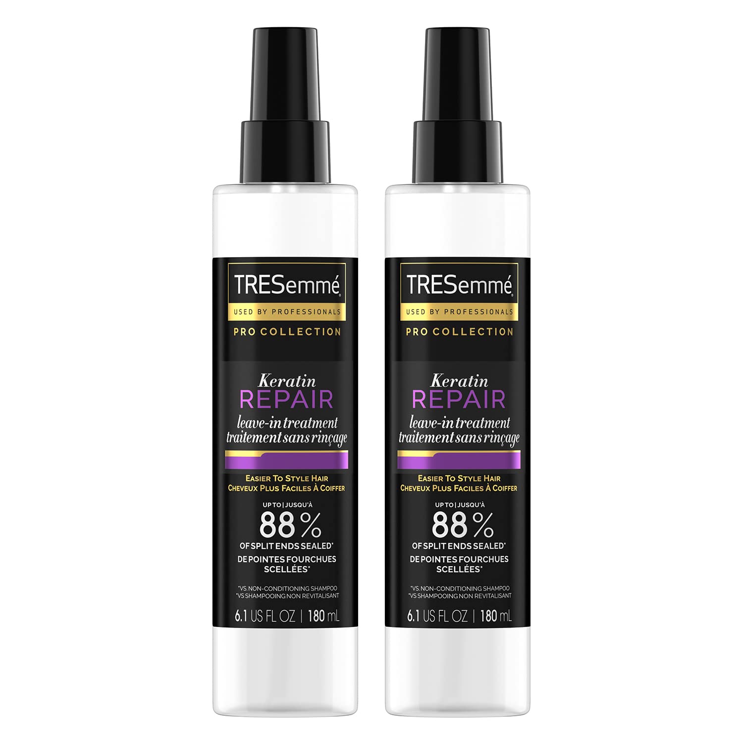 TRESemmé Keratin Repair Leave-In Bottle for visibly stronger, smoother hair.
