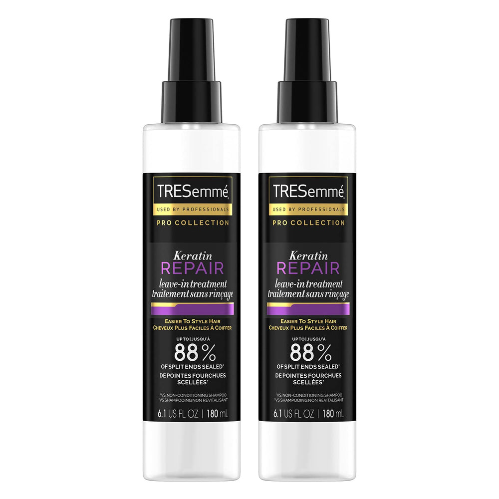 TRESemmé Keratin Repair Leave-In Bottle for visibly stronger, smoother hair.