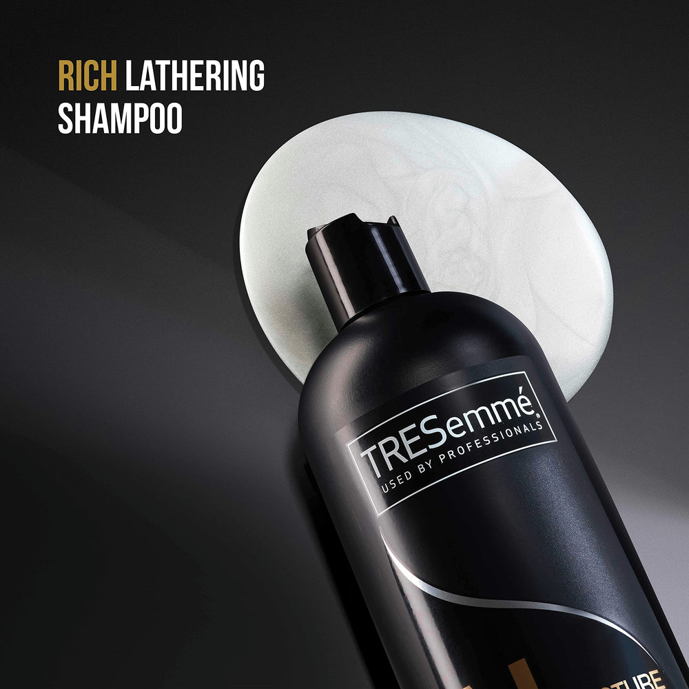 Close-up of Tresemme Moisture Rich bottle label
