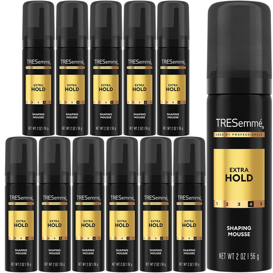 TRESemmé shaping mousse travel bottle 2oz for on-the-go frizz control.