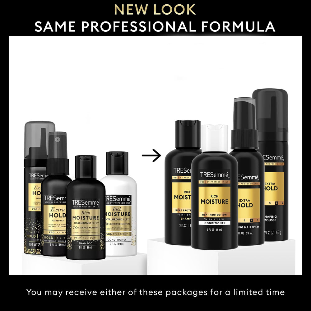 TRESemmé travel extra hold hairspray 2oz for flexible, humidity-resistant styling.