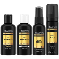 TRESemmé travel shampoo 3oz bottle for on-the-go cleansing and frizz control.