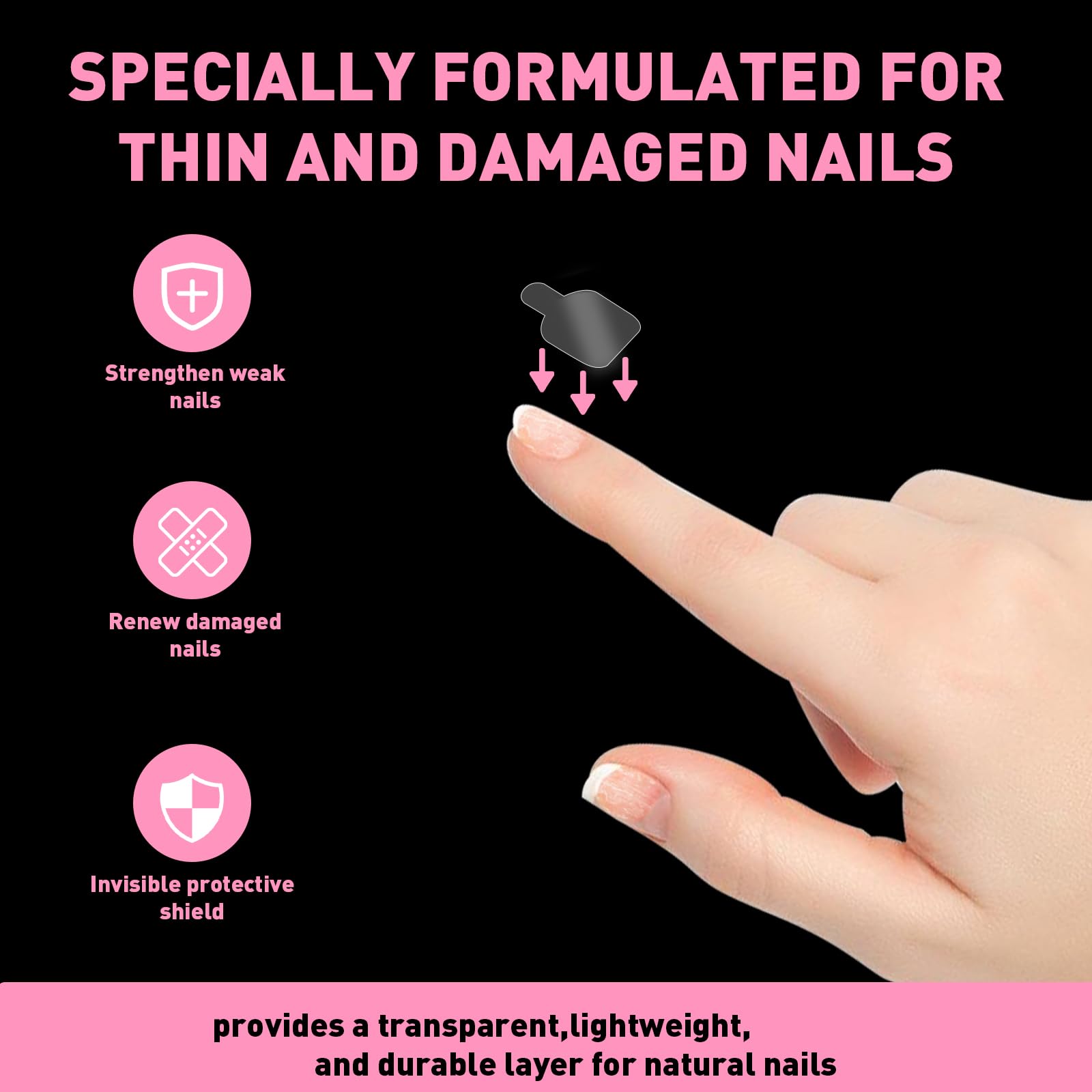 TRESSON Nail Repair Patches applied to a dry nail surface, easy direct application.
