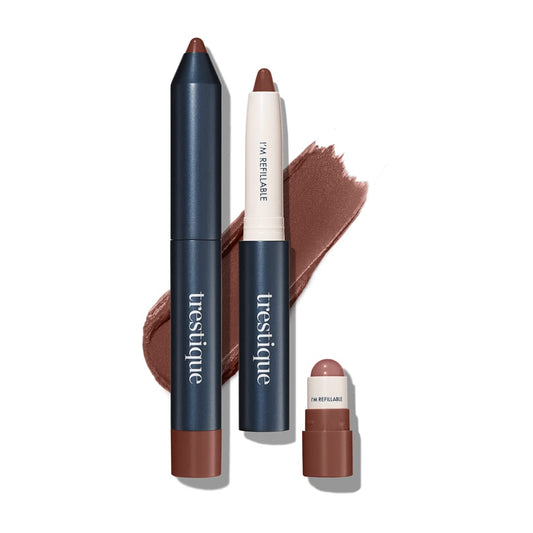 TRE'STIQUE Matte Lip Crayon application with precise lining and soft-matte finish.