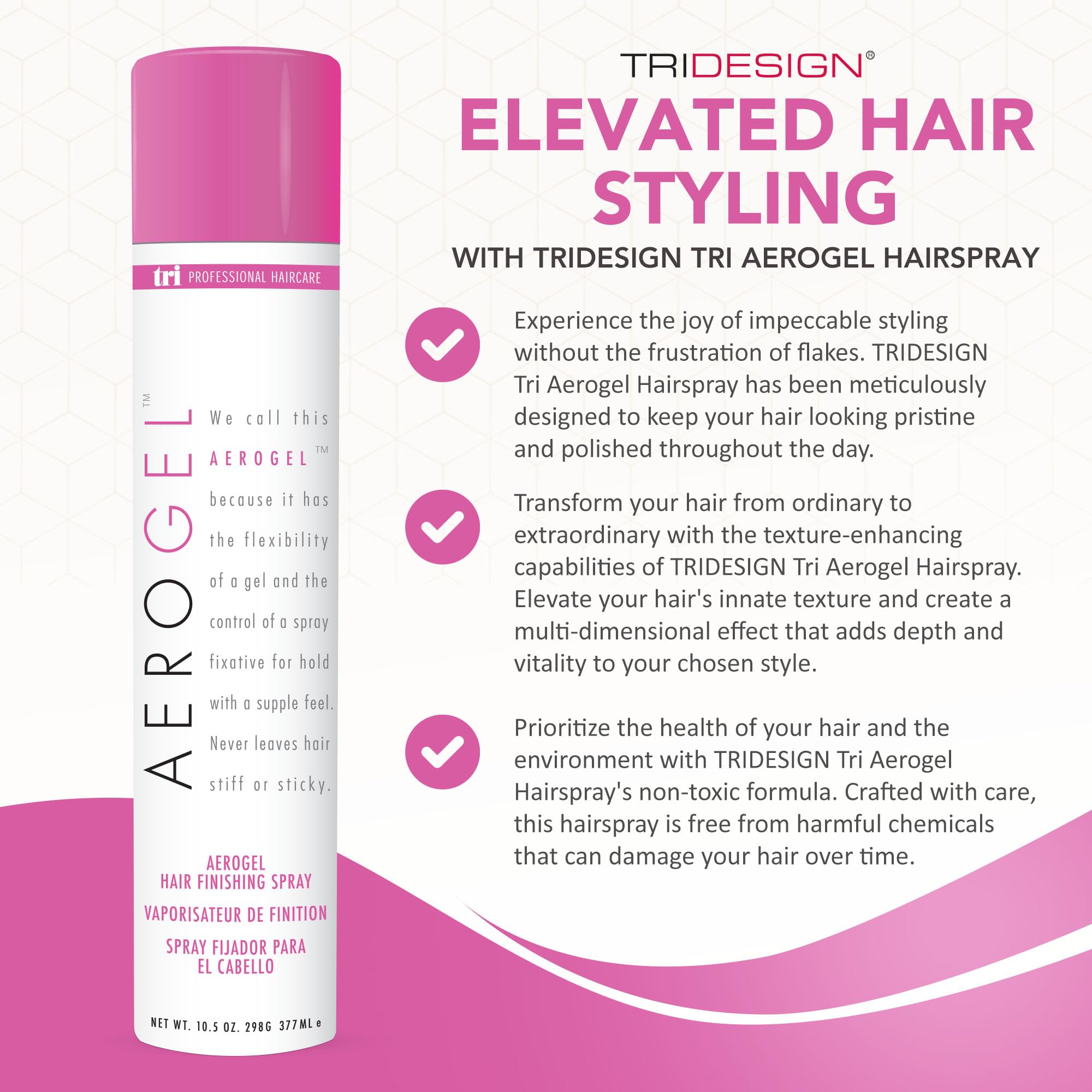 TRI Design Aerogel mist spray delivers lift and shine for defined curls.