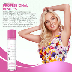 Three cans of TRI Design Aerogel Hairspray packaged for value and long-lasting styling.