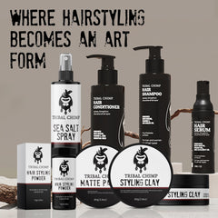 Tribal Chimp Hair Styling Clay 80 g jar close-up for everyday use.