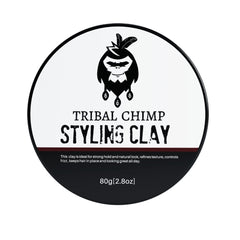 Tribal Chimp Hair Styling Clay front packaging shows matte finish and strong hold.