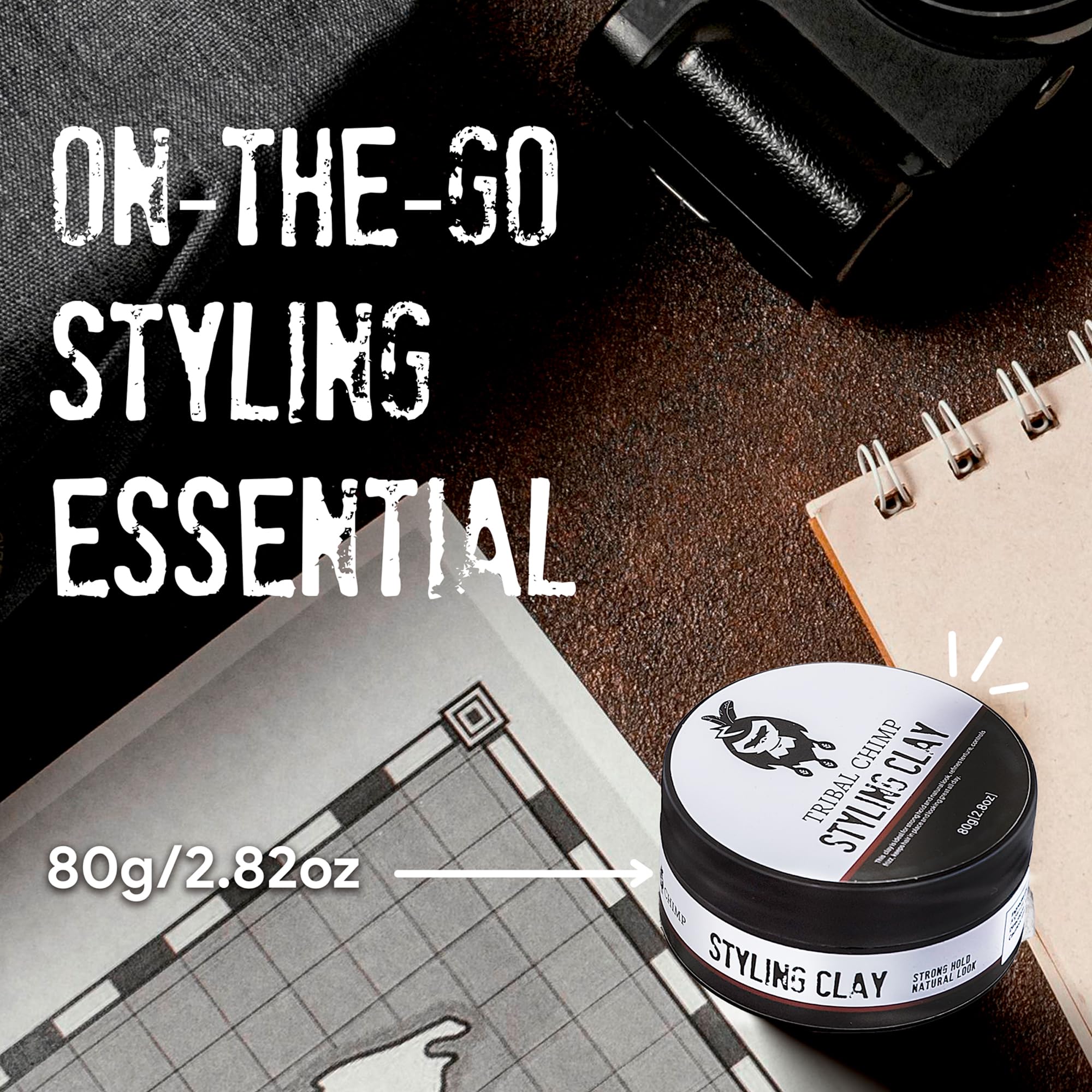 Tribal Chimp Hair Styling Clay matte finish for natural texture.