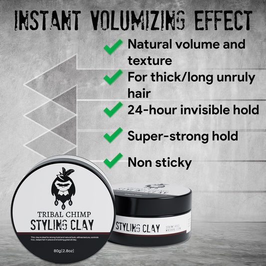 Tribal Chimp Hair Styling Clay textured look for natural texture and volume.