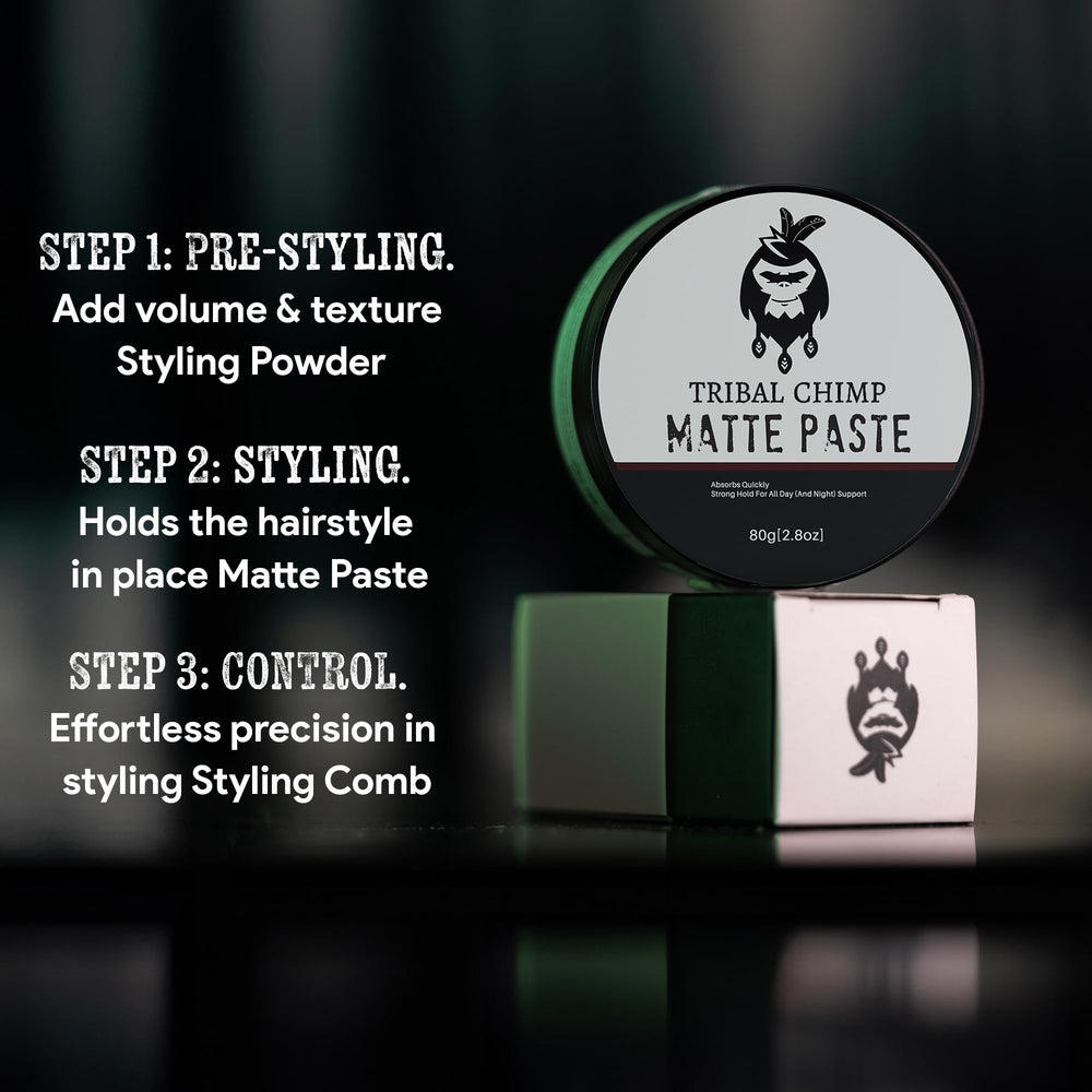 Close-up of matte finish on textured hair using the paste.