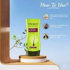 TRICHUP Keratin Bottle Packaging front view emphasizes travel-friendly 200ml size.
