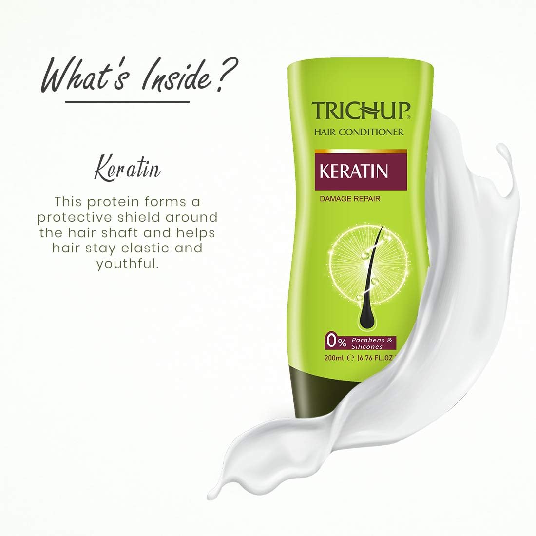 TRICHUP Keratin Shampoo Lather close-up reveals rich foam and gentle cleansing.