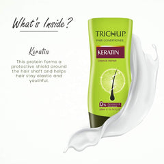 TRICHUP Keratin Shampoo Lather close-up reveals rich foam and gentle cleansing.