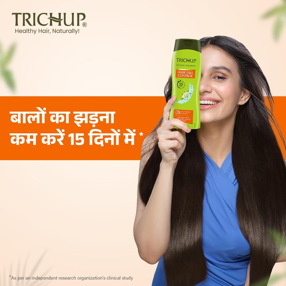 TRICHUP packaging close-up emphasizes paraben-free, sulfate-free formula.