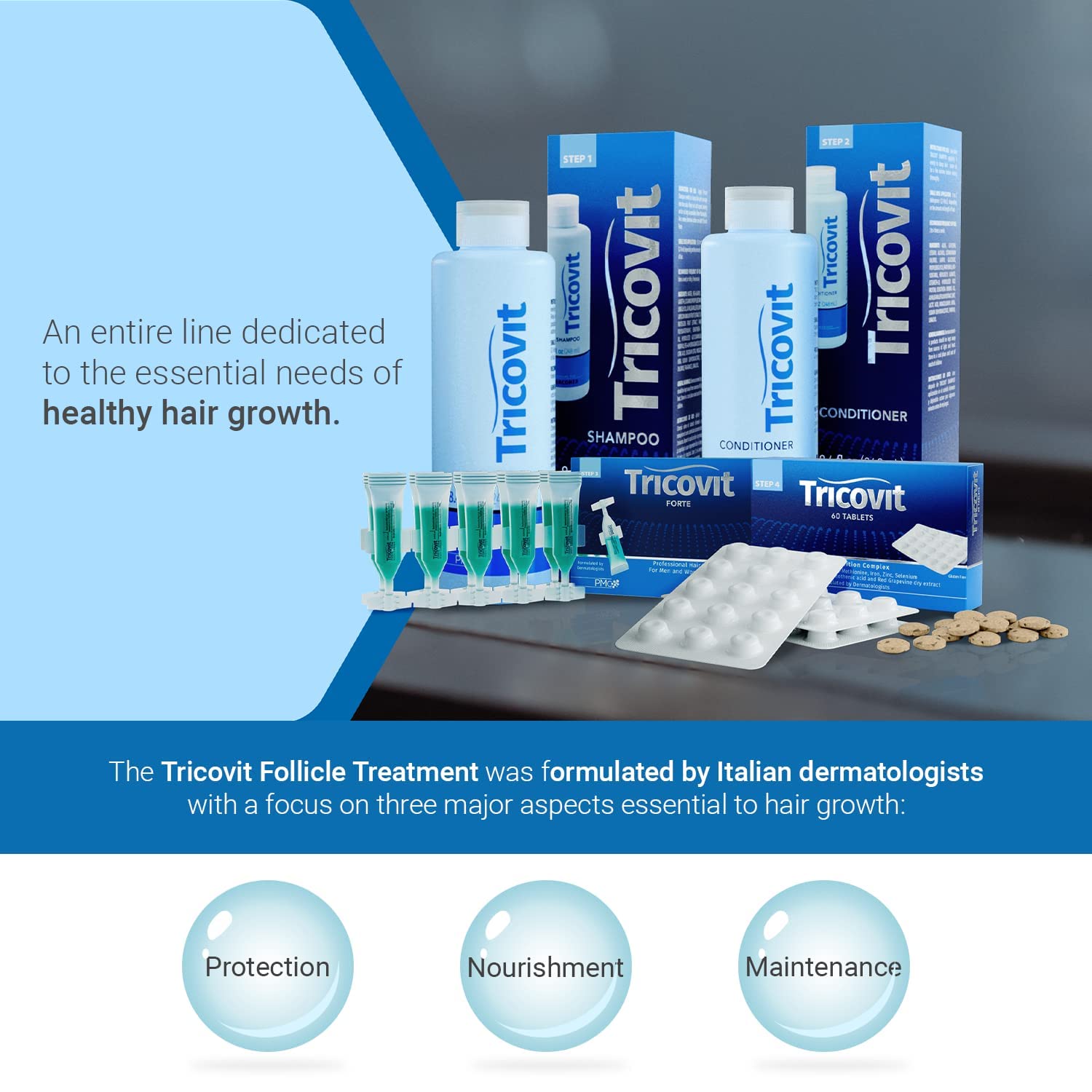 Tricovit hair appearance after regular use showing improved shine.