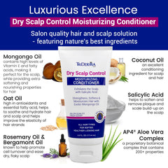TriDerma Mongongo oil bottle emphasizes nourishing scalp care from natural oils.
